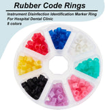 Rubber Code Rings, Instrument Disinfection Identification Marker Ring, for Hospital Dental Clinic, Column, Mixed Color, 6x5mm, Hole: 4mm, 40pcs/color, 8 colors, 320pcs/box