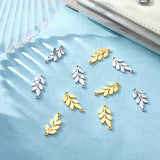 20Pcs 2 Colors 201 Stainless Steel Connector Charms, Manual Polishing, Leaf, Real Gold Plated & Stainless Steel Color, 22.5x10x1.5mm, Hole: 1.2mm, 10pcs/color
