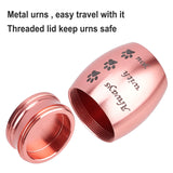 316 Stainless Steel Pet Cinerary Casket, Column with Paw Print Pattern, Pink, 40x30mm
