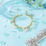 100Pcs 4 Colors Transparent Glass Beads, Sakura Flower, Mixed Color, 10x11x4mm, Hole: 1mm, 25pcs/color