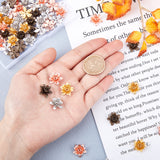 3D Brass Bead Caps, Flower, Multi-Petal, Mixed Color, Tray: 5mm, 16x6.5mm, Hole: 0.8mm, 4 colors, 16pcs/color, 64pcs/box