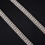 Brass Rhinestone Strass Chains, Three Rows Rhinestone Cup Chain, Platinum, Crystal, 8x3.5mm, 2Yards/set