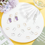 16Pcs 2 Colors Brass Micro Pave Clear Cubic Zirconia Earring Hooks, with Horizontal Loops, Lightning Bolt, Mixed Color, 15.5~20x3.5mm, Hole: 1.8mm, Pin: 0.8mm, 8Pcs/color