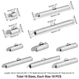 304 Stainless Steel Slide On End Clasp Tubes, Slider End Caps, Stainless Steel Color, 100pcs/box