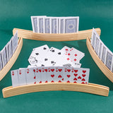 Wooden Curved Playing Cards Holders, Hand-Free Playing Card Organizer Rack Tray for Adults, Kids, Light Yellow, 33x3.5x1.3cm, Slot: 0.3cm