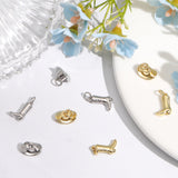 8Pcs 4 Style Rack Plating Brass Charms, with Jump Ring, Long-Lasting Plated, Cadmium Free & Lead Free, Boot & Hat, Platinum & Golden, 6.5~13x9~12x3.5~8mm, Hole: 3mm, 2pcs/style