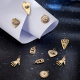 10Pcs 5 Style Brass Micro Pave Clear Cubic Zirconia Pendants, Evil Eyes, Mixed Shapes, Real 18K Gold Plated, 2pcs/style