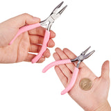 45# Carbon Steel Jewelry Pliers, Round Nose Pliers, Polishing, Pink, 11.8x6.7x0.9cm