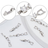 6Pcs Brass Extender Chain, with Cubic Zirconia, Necklace & Bracelet Extender Accessories, Platinum, 35x6mm