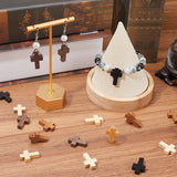 100Pcs 5 Styles Wood Pendants, Dyed, Religion Cross Charms, Mixed Color, 21~22x14~15x4~5mm, Hole: 1.8~2mm, 20pcs/style