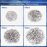 304 Stainless Steel Crimp Beads, Stainless Steel Color, 1.5~3x0.5~2mm, Hole: 0.8~2mm, 400pcs/box