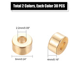 304 Stainless Steel Spacer Beads, Column, Golden & Stainless Steel Color, 6x3.5mm, Hole: 2.2~2.5mm, 2 colors, 30pcs/color, 60pcs/box