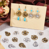 24PCS 6Style Tibetan Style Alloy Pendants, Mix Shapes, Mixed Color, 29.5~33.5x23.5~29x3.5mm, Hole: 1.8~2mm