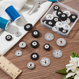 24 Sets 6 Style Zinc Alloy Snap Buttons, Garment Buttons, Sewing Accessories, Flower, Mixed Color, 15~21x6~7mm, 4 sets/style