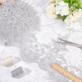 Sparkle Embroidery Flower Polyester Lace Trim, with Plastic Beads, for Costume Decoration, Silver, 9-1/8 inch(230mm)