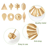 20Pcs 10 Style 304 Stainless Steel Stud Earring Findings, with Ear Nuts/Earring Backs, Golden, 9.5~27.5x7.5~18mm, Hole: 1mm, Pin: 0.7mm, 2pcs/style
