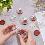 6 Sets 3 Style Glass Dome Cover, Decorative Display Case, Cloche Bell Jar Terrarium with Wood Base, and 10Pcs 2 Color Plastic Bead Cap Pendant Bails, Mixed Color, Jar: 30.5~40x35~44mm, Bail: 7x10mm, Hole: 2mm