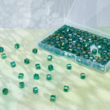 200Pcs Electroplate Glass Beads Strands, AB Color Plated, Faceted, Cube, Turquoise, 6x6x6mm, Hole: 1mm