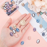 Resin Cameo Lady Head Cabochons, Oval, Mixed Color, 17x12.5x3.5mm, 6 colors, 8pcs/color, 48pcs/box