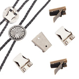 6Pcs 6 Styles Iron Bolo Tie Slide Clasp, for Bolo Tie Making, Mixed Color, 23~30x19~25x7.5~9.5mm, Hole: 2.5mm, 1pc/style