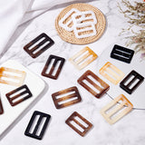 30Pcs 15 Style Rectangle Shape Resin Buckle Clasps, For Doll Webbing, Strapping Bags, Garment Accessories, Mixed Color, 30~34x41.5~51x3.5~4mm, Inner Diameter: 8~8.5x30.5~38mm, 2pcs/style