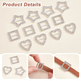 60Pcs 3 Style Alloy Crystal Rhinestone Shoe Decoration, Tri Glide Slide Buckles, Star/Square/Heart, Silver, 16~20.5x16~21.5x2~2.5mm, Hole: 8~11x2~5.5mm, 20pcs/style