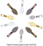 Tibetan Style Alloy Glue-on Flat Pad Bails, Pendant Bails, Leaf, Mixed Color, 26x8x7mm, Hole: 5x8mm