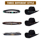 3Pcs 3 Style Imitation Leather Southwestern Cowboy Hat Belt, with Alloy Clasp Buckle, Overlay Hat Band for Hat Accessories, Mixed Color, 1pc/style