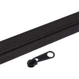 Nylon Closed-end Zipper and Zinc Alloy Zipper Sliders Zipper Head, Black, 36x10.5x9mm