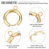 12Pcs 2 Color 201 Stainless Steel Huggie Hoop Earring Findings, with Loop and 316 Surgical Stainless Steel Pin, Golden & Stainless Steel Color, 20x18x3mm, Hole: 2.5mm, Pin: 1mm, 6pcs/color