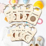 Wood Baby Closet Size Dividers, Baby Clothes Organizers, from Newborn to Toddler, Moon Phase Pattern, 100x180x2.5mm, 10pcs/set