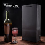 Kraft Paper Bags, Gift Bags, Shopping Bags, Wedding Bags, Red Wine Bags, Rectangle with Handles, Black, 35x17x9cm