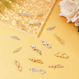 201 Stainless Steel Links Connectors, Mixed Shapes, Golden & Stainless Steel Color, 31.5x10x1mm, Hole: 1mm, 24pcs/box