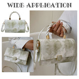 DIY Imitation Leather Sew on Women's Marble Pattern Handbag Making Kits, include Needle, Screwdriver, Thread, Clasp, Yellow Green, Finished: 13x20x7cm