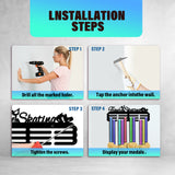 Fashion Iron Medal Hanger Holder Display Wall Rack, with Screws, Word Figure Skating, Ice Skating Pattern, 150x400mm
