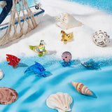 6Pcs 6 Style Home Decorations, Handmade Lampwork Sea Animal Display Decorations, Butterflyfish & Manta Ray & Octopus & Walrus & Dolphin, Mixed Color, 17~33x9~26x6~21mm, 1pc/style