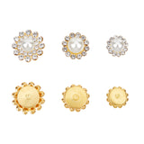 120Pcs 3 Style Flower Sew on Rhinestone, Plastic Rhinestones, with Imitation Pearl & Golden Iron Settings, Crystal, 9~13x7.5~8.5mm, 40pcs/style