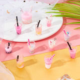 28Pcs 7 Style Resin Pendants, Imitation Juice Glass Pendants, Plastic Pendants, Pink, 4pcs/style