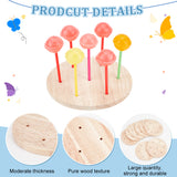 Round Natural Wood Lollipop Display Stands, Cake Pop Display Holder for Baby Showers, Birthday Party, Navajo White, 12x0.8cm