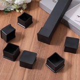 Square Shaped Plastic Furniture Leg Covers, Table Chair Feet Insert End Caps, Floor Protectors, Black, 43x43x28.5mm, Inner Diameter: 35x35mm