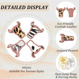 DIY Cattle Head Dangle Earring Making Kit, Including Leopard Print Pattern Cowhide Leather Big Pendants, Brass Earring Hooks, Brown, 88Pcs/box