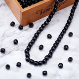 Wood European Beads, Large Hole Bead, Dyed, Barrel, Black, 11.5~12x10.5~11mm, Hole: 4.5~5mm