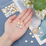 40Pcs 2 Color Ion Plating(IP) 304 Stainless Steel Charms, Stamping Blank Tag, with Jump Rings, Flat Round, Golden & Stainless Steel Color, 10x1mm, Hole: 3.5mm, 20pcs/color