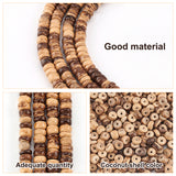 Natural Coconut Shell Rondelle Bead Strands, 5.5x1.5~5mm, Hole: 1mm, about 124pcs/strand, 15.7 inch, 4strands/box