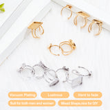 12Pcs 6 Styles 304 Stainless Steel Cuff Pad Ring Settings, Laser Cut, Mixed Shapes, Golden & Stainless Steel Color, 2pcs/style