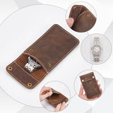 Portable Leather Single Watch Pouch Storage Bags, Envelope Style Watch Travel Case Organizer for Men and Women, Coconut Brown, 13.3x8.1x0.8cm