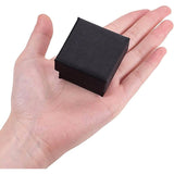 Kraft Paper Cardboard Jewelry Boxes, Ring Box, Square, with Sponge inside, Black, 4.5x3.8x3cm