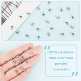 304 Stainless Steel Tube Bails, Loop Bails, Rondelle Bail Beads, Stainless Steel Color, 7x3.5x4mm, Hole: 1.5mm, 150pcs/box
