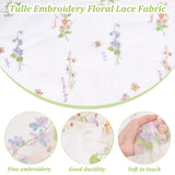 Flower Pattern Embroidered Polyester Tulle Lace Fabric, Garment Accessories, White, 120x0.2cm, 2yard/pc