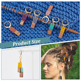 Resin & Walnut Wood Rectangle Pendant Locking Stitch Markers, 304 Stainless Steel Clasp Stitch Marker, Mixed Color, 3.6cm, 2pcs/color, 6 colors, 12pcs/set
